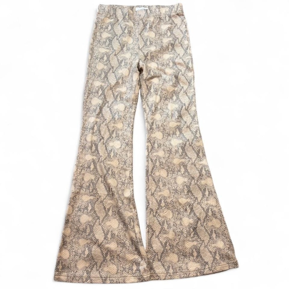 Elodie Faux Leather Snake‎ Print High Waist Flare Pants, Women's Size XS